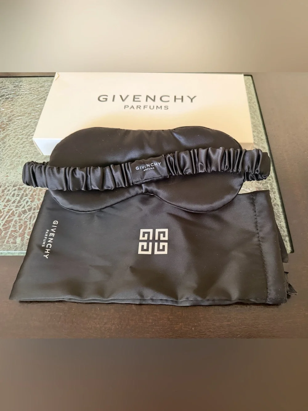 Givenchy Black Satin Sleep Mask with Branded Pouch